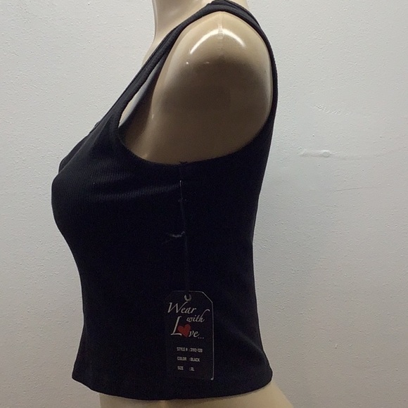 Splash Size XL Black Ribbed Crop Tank Top. New With Tags - Picture 2 of 7